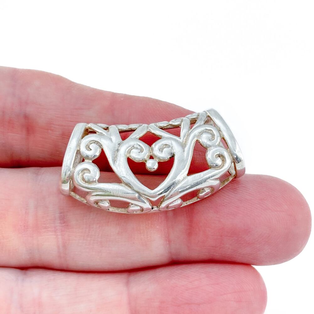 Vintage Sterling Silver 925 Heart Filigree Pendant